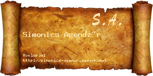 Simonics Agenór névjegykártya